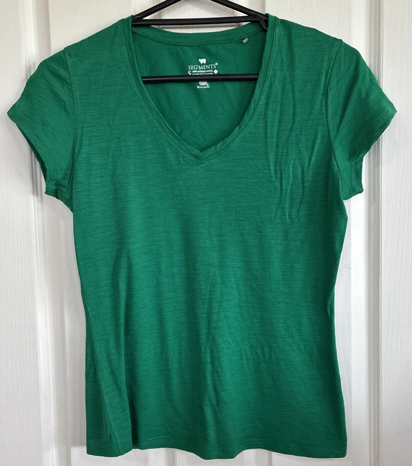 Seg’ments Womens 100% Merino Wool Top Size S Green Cap Sleeves Canada Base layer