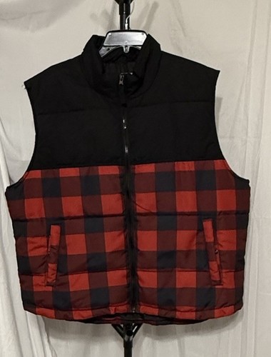 Herren St Johns Bay Puffer Weste, Größe XL rot schwarz