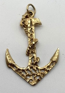 Pre Owned 14kt Gold Anchor Pendant 5.85 Grams