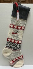 NWT-Pottery Barn Kids CHRISTMAS TEDDY BEAR Fair Isle Christmas Stocking-NO MONO