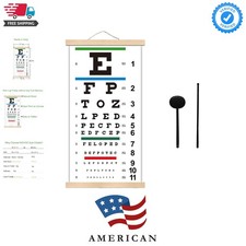 Snellen Eye Chart with Wooden Frame for Exams 20 Feet, 22x11 Inch Canvas Low ...