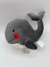 New Lambs & Ivy Bedtime Originals Wally Whale Tale Gray Plush 10" Red Baby 2015