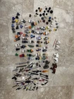 Huge Lego Mini Figure Lot With Hats,  Guns, Horses, Weapons And  Accessories