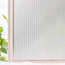3D Reeded Glass Window Film - 35"X157", Heat Blocking, Static Cling, Non-Adhe...