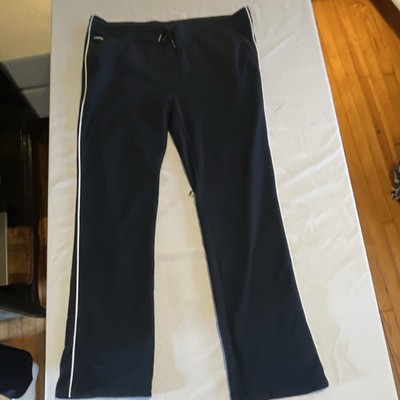 Vintage Lacoste Men's Navy Blue Track Pants White Side Stripe Drawstring Sz. L