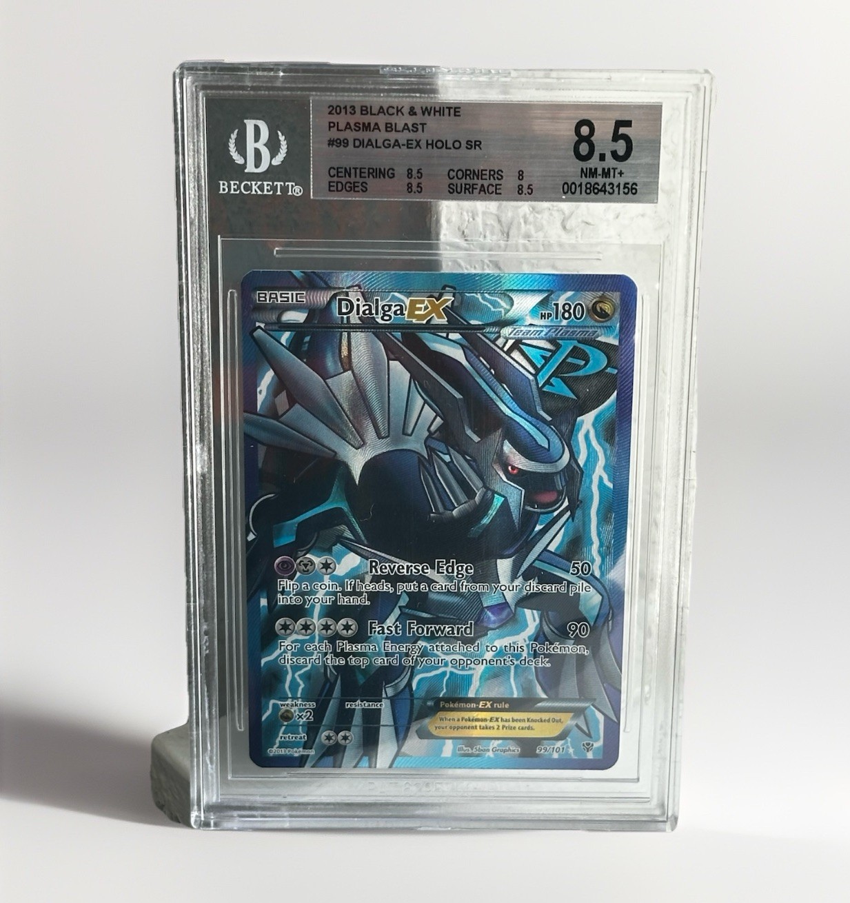Pokémon Dialga EX 99/101 Plasma Blast Full Art Holo SR BGS 8.5