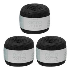 3 Rolls Cotton Crochet Yarn 1.5mm x 164 Yards Macrame Cord Black