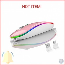 Uiosmuph LED Wireless Mouse, G12 Slim Rechargeable Silent Mouse, 2.4G Portable U