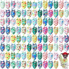 100 Pieces Dog Bandanas Bulk Summer Pet Bandanas Pack Triangle Scarf Bib Kerc...