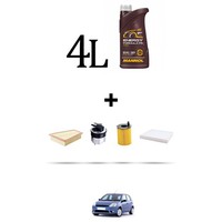 Hoffcar Wartungsset 4 Filter Und 4L ÖL FüR Ford Fiesta V 1.6 Tdci 66Kw Ab 20