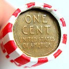 Indian Head Penny Showing On End Of 50 Coin Wheat Cent Shotgun Roll B-19a — photo 2
