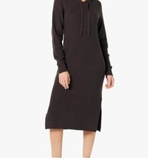 THE‎ DROP, Claudia Cuddle Hoodie Midi Sweater Dress, Chocolate Brown, Small Bojo