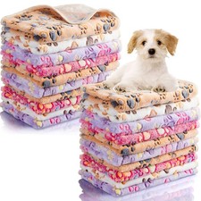 40 Pcs Blankets Soft Fluffy Fleece Washable Pet Dog Sleep mat Paw Print Patte...