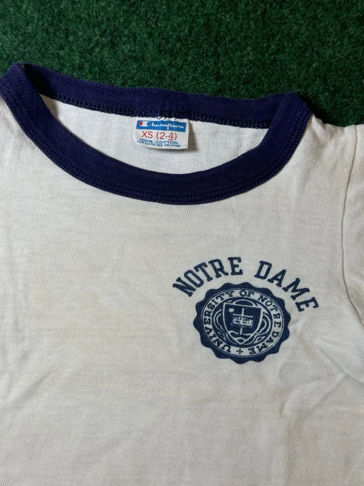 70s Notre Dame Fighting Irish Champion t-shirt rare vintage ringer youth XS 2-4 - Image 2 of 4