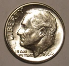 1964 D ROOSEVELT DIME, 90% Silver, uncirculated