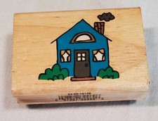 Wood Mount Rubber House Home Cottage Town Street Free Shipping
