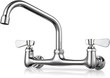 Commercial Wall Mount Sink Faucet 8" Swivel Spout Restaurant Utility 360 Swivel