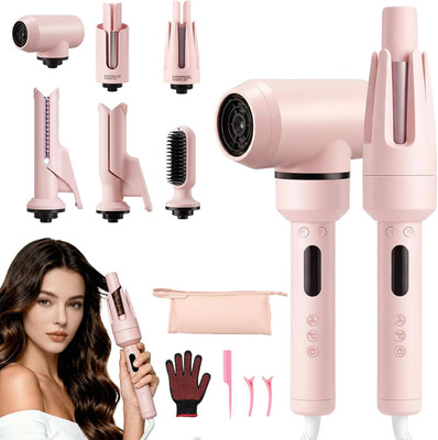 6-In-1Hairstyler, Lockenstab Automatisch Anzug, Glätteisen, Glättbürste, Wellen-