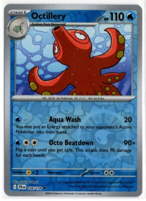 #ad Pokemon Journey Together Reverse Holo 034 159 Octillery $2.79