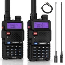 2X Baofeng UV-5G Long Range Two Way Portable Ham GMRS Radio Walkie Talkie Kit