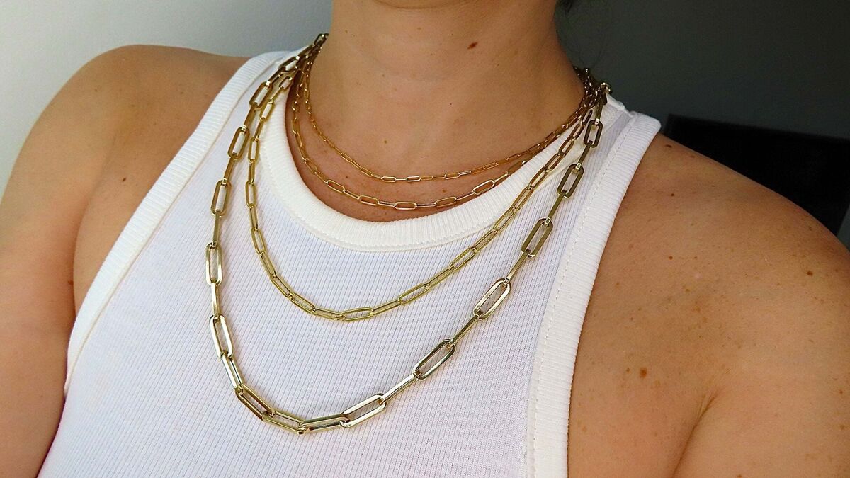 Paperclip Chain Necklace In 14K Yellow Gold, 18