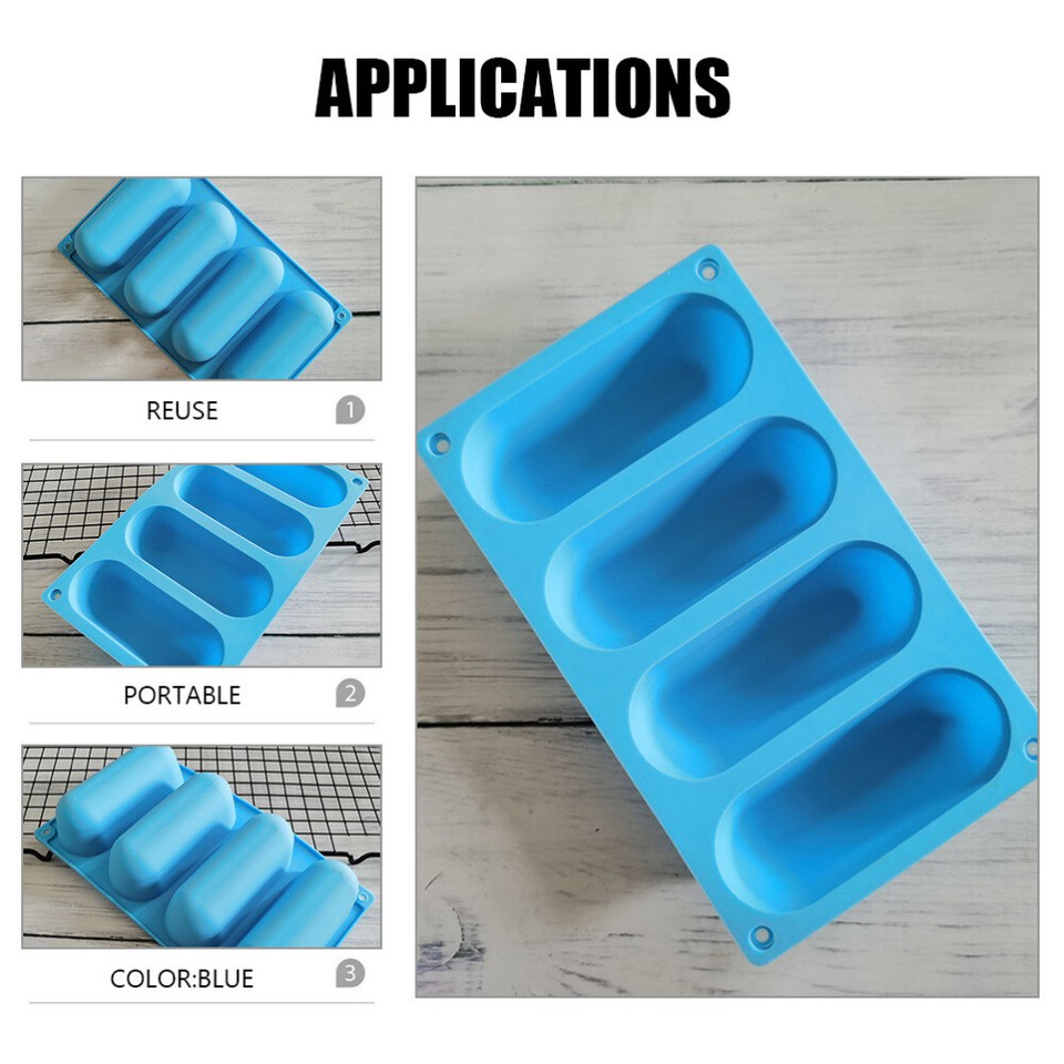 2pcs Hot Dog Bun Pan Silicone Hot Dog Bun Mold Sausage Mold Bread