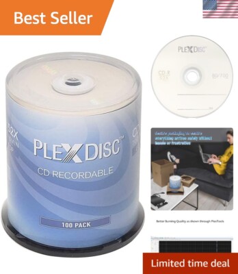 CD-R 700MB 80 Minute 52x Recordable - 100 Pack Cake Box FFP , 100 Discs