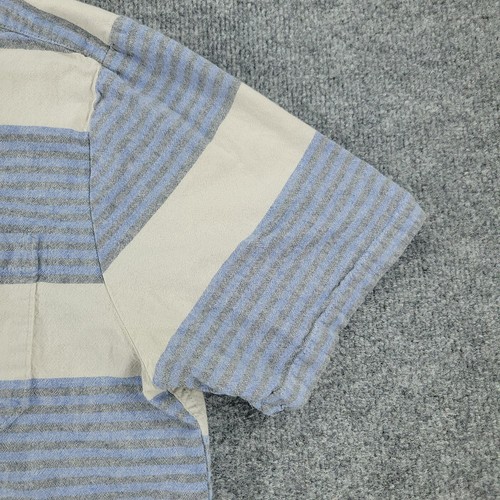 Volcom Button Shirt Men XL Blue Striped Slim Fit Short Sleeve Pocket Patch Adult - Picture 7 of 17