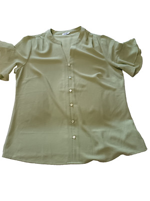 Damart Damen Kurzarm Polyester Bluse Größe 18 Erbsen/Limettengrün