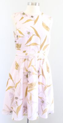 NWT $295 Ted Baker Rontie Blush Pink Floral Skater Fit and Flare Dress Size 
