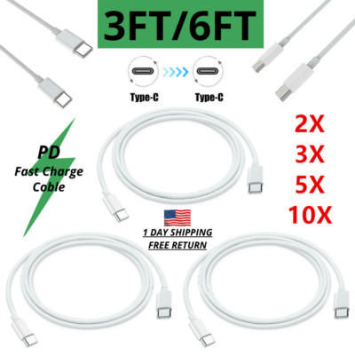 3/6Ft USB-C to Type C Charger Cable PD Fast Charging Cord For Samsung Google Lot