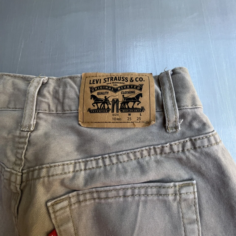 Levis Jeans 505 Boys Regular Sz 10 Regular W25x25L Khaki Adjustable Waist - Image 2 of 4