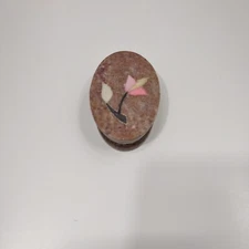 Vintage Fetco Oval  Soap Box with Flower Inlay, Soapstone Box, Made in India