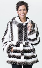 Clearance Sheared Rex Rabbit Fur 29” Parka With Mink Fur- Size 10-12