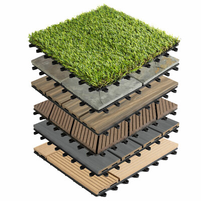 WPC Klickfliesen Terrassenfliesen Holz Kunstrasen Naturstein Stecksystem