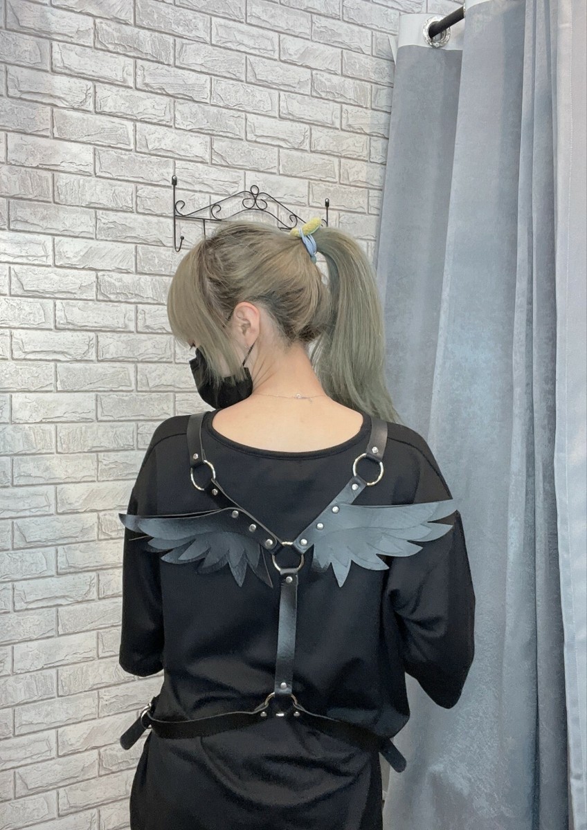 pastel cybergoth streetwear seraph angel 3D wings suspender