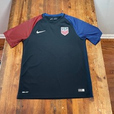 USA Soccer Jersey Mens Medium Black 2016 USMNT Nike DriFIT World Cup Authentic
