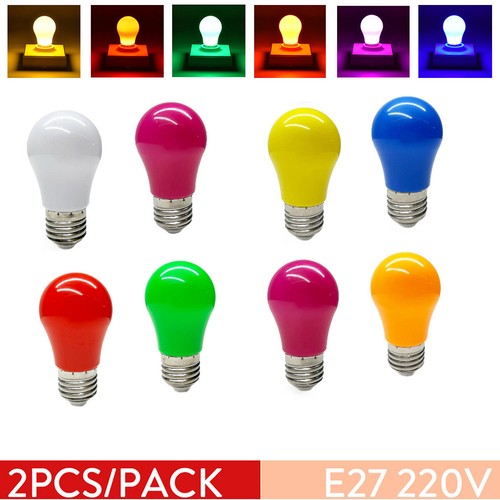 2x E27 2w Led Bulbs 8/colors A45 Light Lamp Rgb Red Blue Green Orange ...