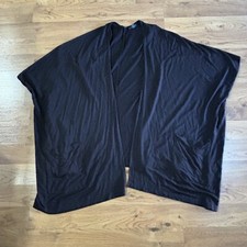 Susan Graver Weekend Cozy Jersey Knit Relaxed Open Cardigan Black Plus Size 3X