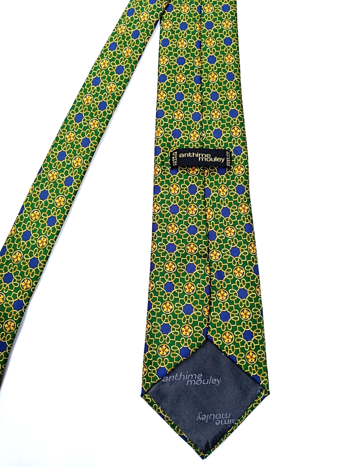 Cravate Vintage En Soie 100% A. MOULEY - Bleue, Longueur 150 Cm, Parfait état