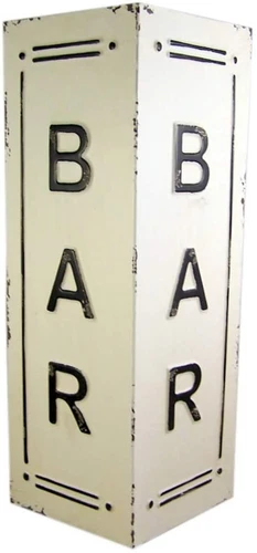Vintage Style Double-Sided BAR Sign 18" Shabby Chic Metal Tin Wall Decor Rustic