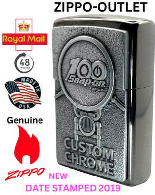 Brandneu 2019 Zippo Feuerzeug veraltet CUSTOM CHROME 100 SNAP ON Midnight Chrome