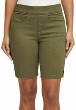 NWT DKNY Jeans Women's Comfort Stretch Pull on Bermuda Short Green S