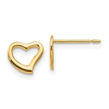 Real 14kt Yellow Gold Madi K Children's Heart Post Earrings