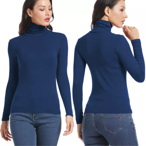 T-Shirt Rollkragenpullover Langarm Lt Gewicht Butter weich Stretch Top Grundschicht - Bild 12 von 21