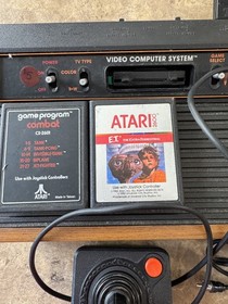 Atari 2600 CX-2600A Woodgrain Console Bundle Joystick 2 Games Untested