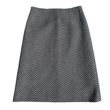 Vintage Celine Herringbone Wool A Line Skirt Sz 36 Back Zipper Gray Fall 2002