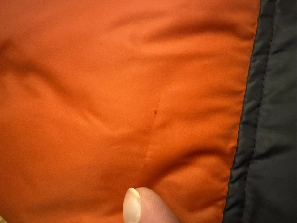 Guess Men's Jacket Color Block Orange Black  Full Zip Puffer Coat Logo Sz M - Image 3 of 4