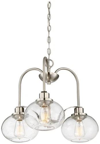 Quoizel Trilogy 22" Wide Brushed Nickel 3-Light Chandelier - Picture 3 of 5
