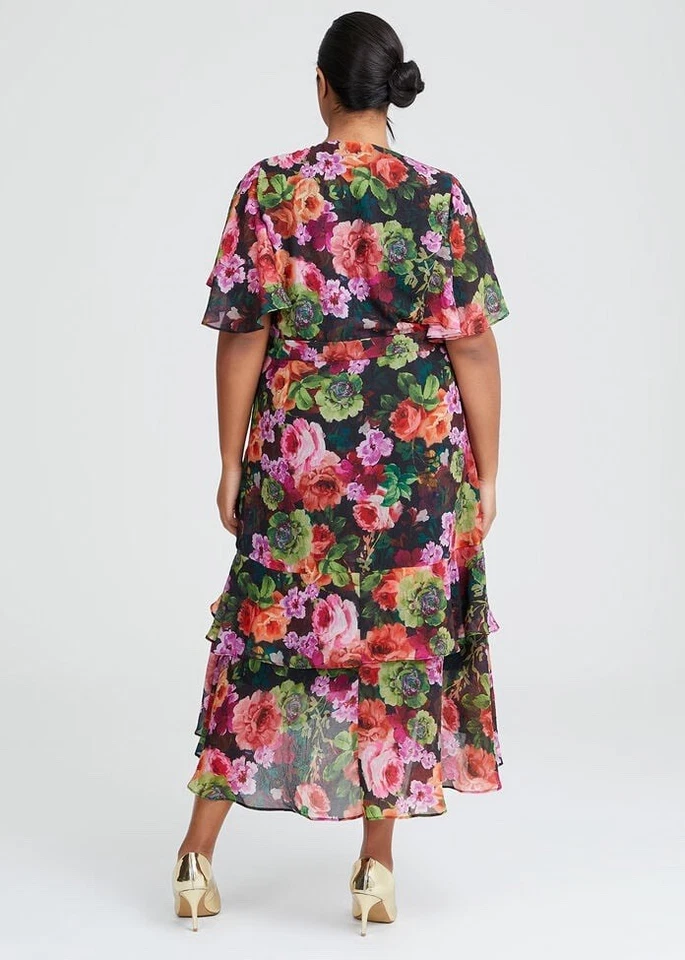 TS TAKING SHAPE Evening Floral Fantasy Maxi Dress Lined in Blooms Print Size 20 - image 3 of 4